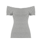 BM Style Babes V-Neck T-Shirt Women's Striped Three-Spring Short-Sleeved Slimmed Thread New