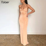 Sexy Backless Ruched Maxi Dress for Women Club Outfits 2023 Spring Pink Draped Sleeveless Bodycon Party Long