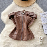 Women's Top 2025 New Sexy Breast-Skin Locomotive Suit With Hot Babes Short-Cut Umbilish T-Shirt