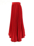 High Waist Red Black Pleated Irregular Elegant Long Half-body Skirt Women Fashion Tide New Spring Autumn 2023
