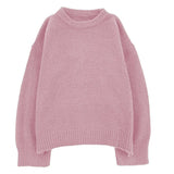Dark Green Round Neck Pullover Sweater Long Sleeve Warm Autumn Pullovers