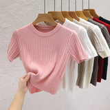 Sweater Woman 2025 Spring And Summer New T-Shirt High-End Design Sense With Knitted Shirt Pure Desire