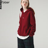 Women Pullover Hoodies with Hat Dark Wine Red Casual