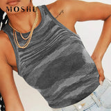 Crop Tops Women Sleeveless Y2K Skinny Tank Top Casual Summer Sexy Bodycon Green Tee Tops Vintage Fashion