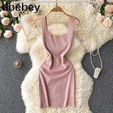 Blackless Knit Women Summer Solid Dress 2022 Hollow Out Elegant Temperament Ladies Party Slim A Line Midi Dresses