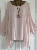 2022 Oversized Tunics Plus Size 5XL Batwing Sleeve Womens Blouses Loose Solid O Neck Shirt Women Asymmetric Tops