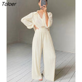 Beige Pleated Wide Leg Pants Womens Pants Fashion 2022 Casual Loose Trousers Office Lady Elegant Long Palazzo