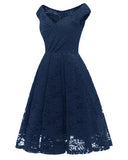 Elegant Lace Off Shoulder Vintage Party