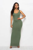 Elegant Women Sexy Dress O-Neck Sleeveless Slim Maxi Dress High Stretch Tank Robe Spring Summer Thin Long Dress