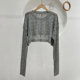 Knitted Blouse Women Casual Long Sleeve Crop Tops Ladies 2022 Autumn Korean Fashion Short Sweater Female Thin Pullover
