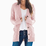 Cardigan Knitted Long Sweater Clothing Women's Long Sleeve Cable Jumper Knit Sweater Jacket Winter Tops Pull Femme