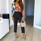 Women's Clothing Large-Size Fashion Temperament Casual Thin High-Waisted Trousers Solid African Professional