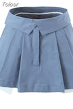 Style Pleated Stitching Mini Skirt Woman 2023 Spring Summer New Casual Streetwear Hot Girl High Waist Flanging