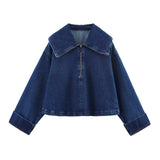 Homemade New Women's Zipper Denim Jacket Jacket High-Rise Jeans