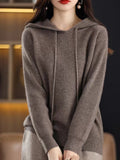 Hooded Cashmere Sweater Women Autumn Winter Pullover Casual Loose Wool Hoodie Knitted Base Tops New Hoodie Clothes