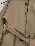 Fashion Women's Trench Coat New Lapel Loose Single Breasted Long Sleev Sashes Back Spliced Windbreaker Autumn 2023