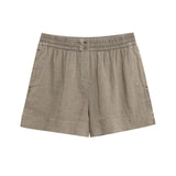 New Linen Long-Sleeved V-Neck Shirt 478620 Mid-Rise Shorts