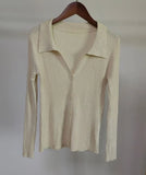 Elegant Lapel Knitted Cardigan Sweater Women V Neck Sexy Long Sleeve Tops Turn Down 2022 Slim Ladies Button Clothes