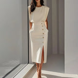 Elegant Workplace Party Button Dress New