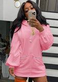 Puff Sleeves Zipper Blank Hooded