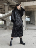 2023 New Spring Autumn V-collar Three-quarter Sleeve Solid Color Bandage Cotton-padded Big Size Coat Women Fashion