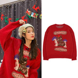 Womens Thicken Warm O-Neck Letter Loose Casual Christmas Knitting Pullovers Sweaters Tops Sweet Kawaii