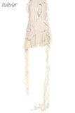 Floral Applique Ruffle Dresses for Womens Summer 2023 High Fashion Y2k Fairycore Asymmetrical Short Dress