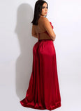 Sexy Backless High Slit Halter Long Evening