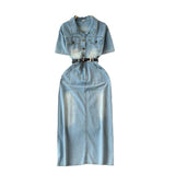 Hong Kong Style Denim Dress Woman 2025 Summer New High-End Temperament To Show Thin Long