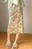 Skirts for Women 2023 Faldas Mujer De Moda High Waist A-line Loose Print Long Jupe Fashion Folds Split Pleated Chic