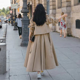 Fashion Korean Style Women Trench Coat with Belt Office Lady Duster Coat Loose Cloak X-Long Outerwear Clothes Spring