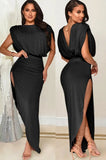 Elegant Sleeveless Ruched Split Irregular Party