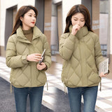 Down Cotton Jacket Female 2024 New Standing Collar Short Cotton-Padded Clothes Add Thick Warm Bread Clothing Small Cotton-Padded Jacket Coat Winter-Outfit