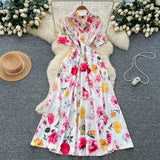 Wear Women's Dress 2025 New Retro Elegant Single-Drace Buckle Waist-Repair Temperament Lace