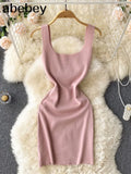 Blackless Knit Women Summer Solid Dress 2022 Hollow Out Elegant Temperament Ladies Party Slim A Line Midi Dresses