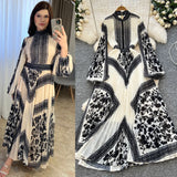 Folded Dress Women 2025 Spring Dress High Fashion High Fashion High-Grade High-Rise Thin Print Embossed