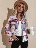 Fashion Print Turndown Collar Long Sleeve