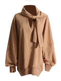 Toloer 2024 New Korean Version Of Women's Hoodie Fashion Casual Wind Loose Scarf Collar Niche Design Sense Top Women-Outfit