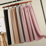 New High Waist Soft Comfort Women's Pants Casual Spring Summer Woman Pants Ice Silk Ankle-Length Trousers Female