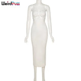 Puss Elegant Maxi Dress Summ Cut Out Halter Neck Straps Sleeveless Summer Backless Party Sexy Evening Prom Fashion
