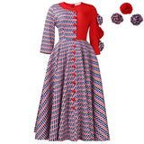 Women's New Fashion Elegant Round Neck Seven-Sleeve Print Spliced African