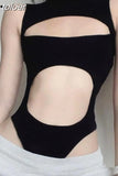 Sexy Cut Out Backless Body Suits Women Night Club Outfit Techwear Black Sleeveless Backless Bodysuit Top