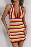 Halter Neck Backless Knit Mini