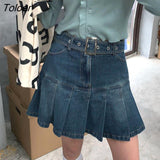Skirts Women Demin Retro Folds Sweet Streetwear Summer College Basic Casual All-match Popular Harajuku Female Chic Sexy