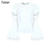 Black Chic New Lolita Japanese Princess Style Shirt Harajuku Long Gigot Sleeve Chiffon Tops Bowknot Lace Sweet Blouse