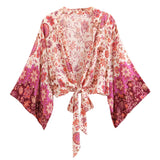 Print Collar Batwing Sleeve Bohemian