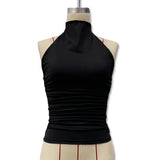 Women's Clothing 2025 Summer New Solid Color Bare Back Sexy Hanging Neck Vest T-Shirt