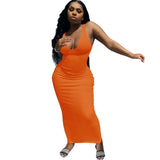 Bodycon Long Maxi Dresses for Women Elegant Robe Deep V Neck Sexy Summer Sleeveless Office Vestido White Lady Dress