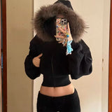And Autumn 2025 New Products In Plus Velvet Fashion Short-Term Repair Zipper Warm Tibetan Hooded Jacket