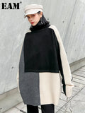 Big Size Color-block Knitting Sweater Turtleneck Long Sleeve Women Pullovers New Fashion Tide Autumn Winter 2022